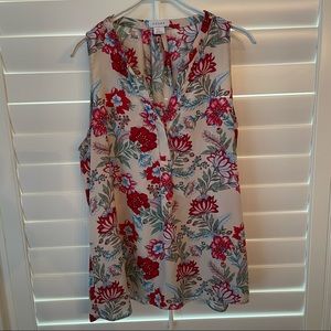 EUC | Red/light red pattern XL sleeveless floral top